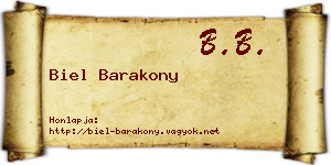 Biel Barakony névjegykártya